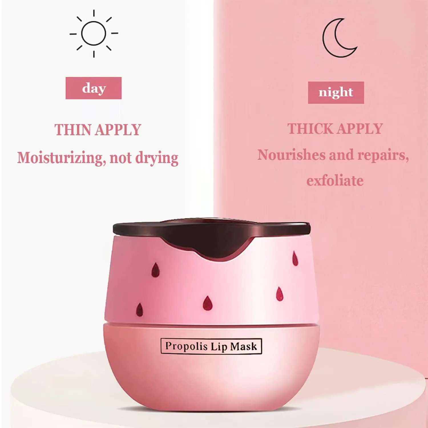 2 PCS Bee Lip Balm Honey Pot, Strawberry & Honey Lip Sleeping Masks Overnight, Hydrating Prevention Dry and Cracked Lip Scrubs Exfoliator Lip Care, Reduces Lip Lines