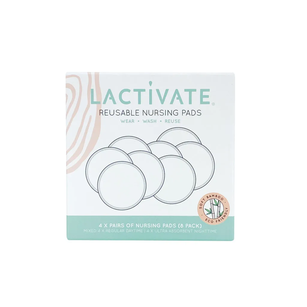 Lactivate Reusable Mixed White Nursing Pads - 8 pack
