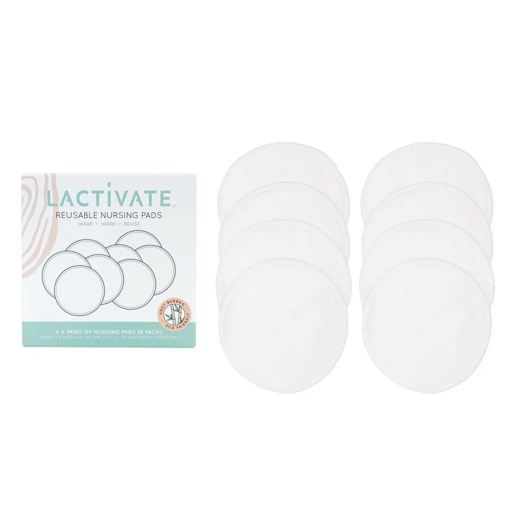 Lactivate Reusable Mixed White Nursing Pads - 8 pack