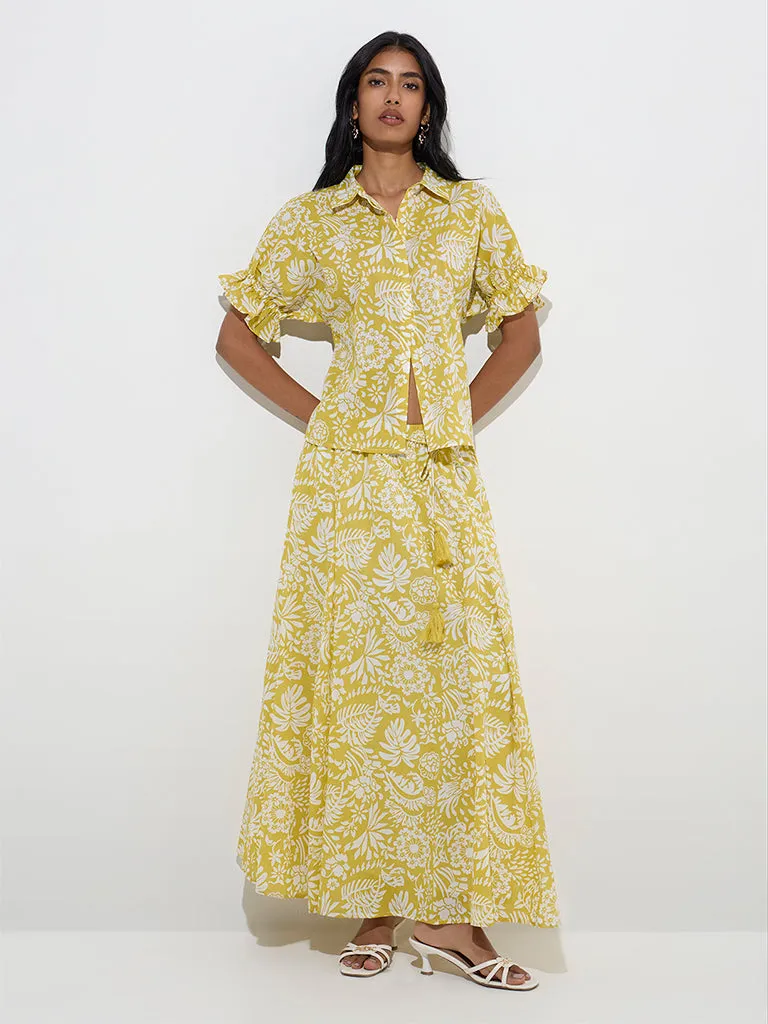 LOV Lime Botanical Printed Shirt