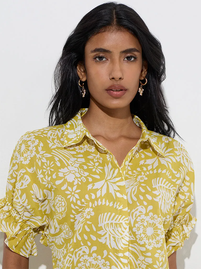 LOV Lime Botanical Printed Shirt