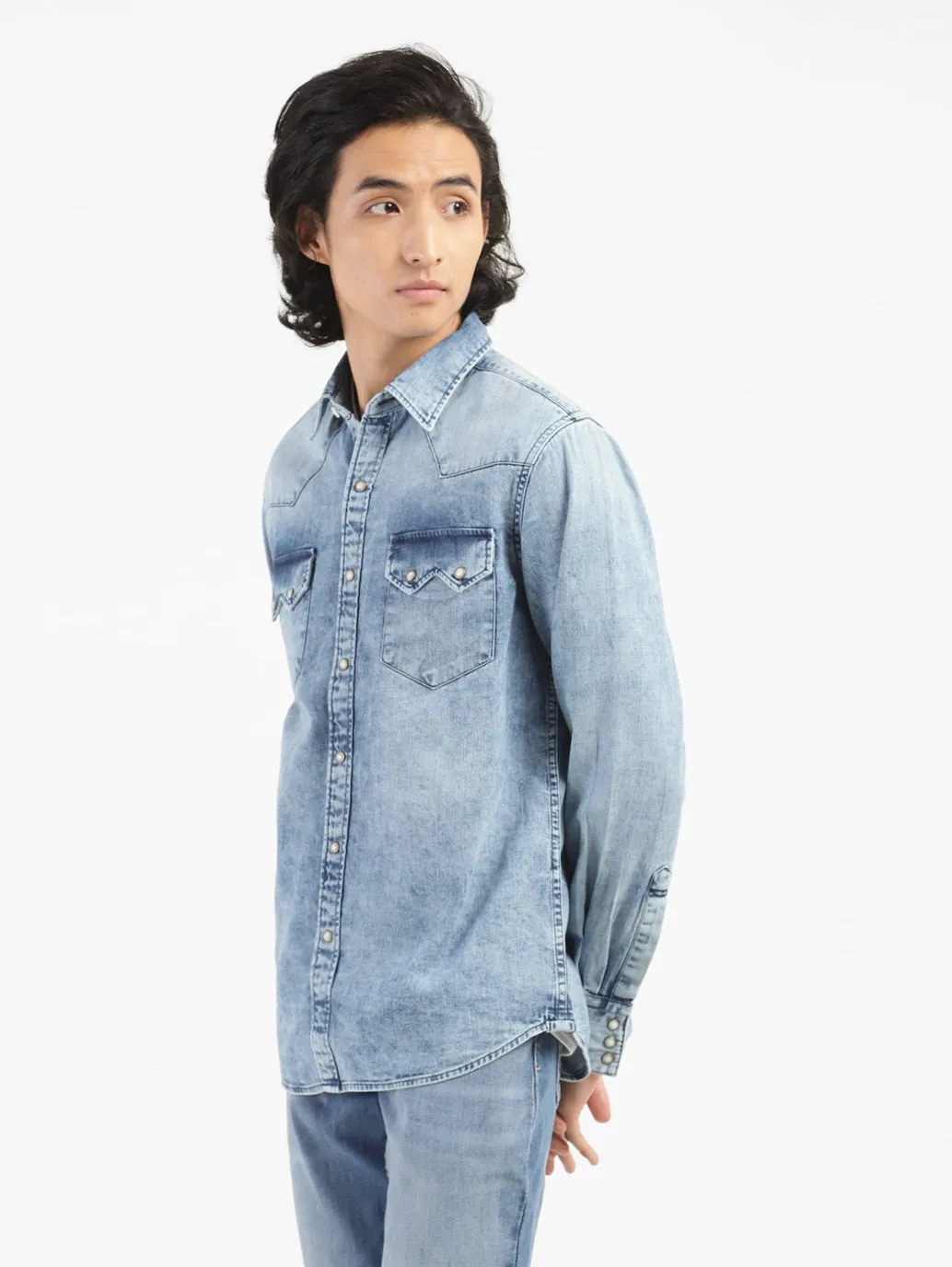 Men's Solid Blue Collar Shirt