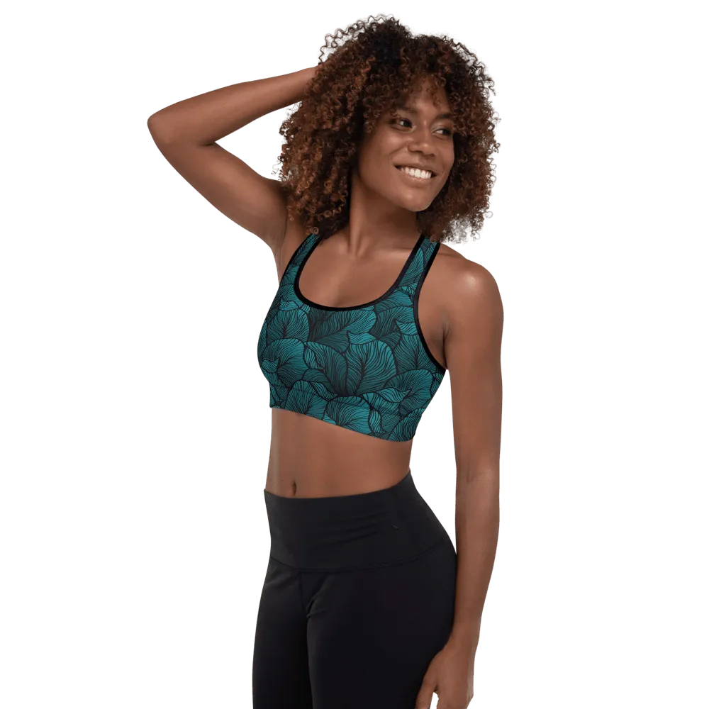 Tropical leaves sports bra - Gentle leaves sports bra for lovers of tropical vibes