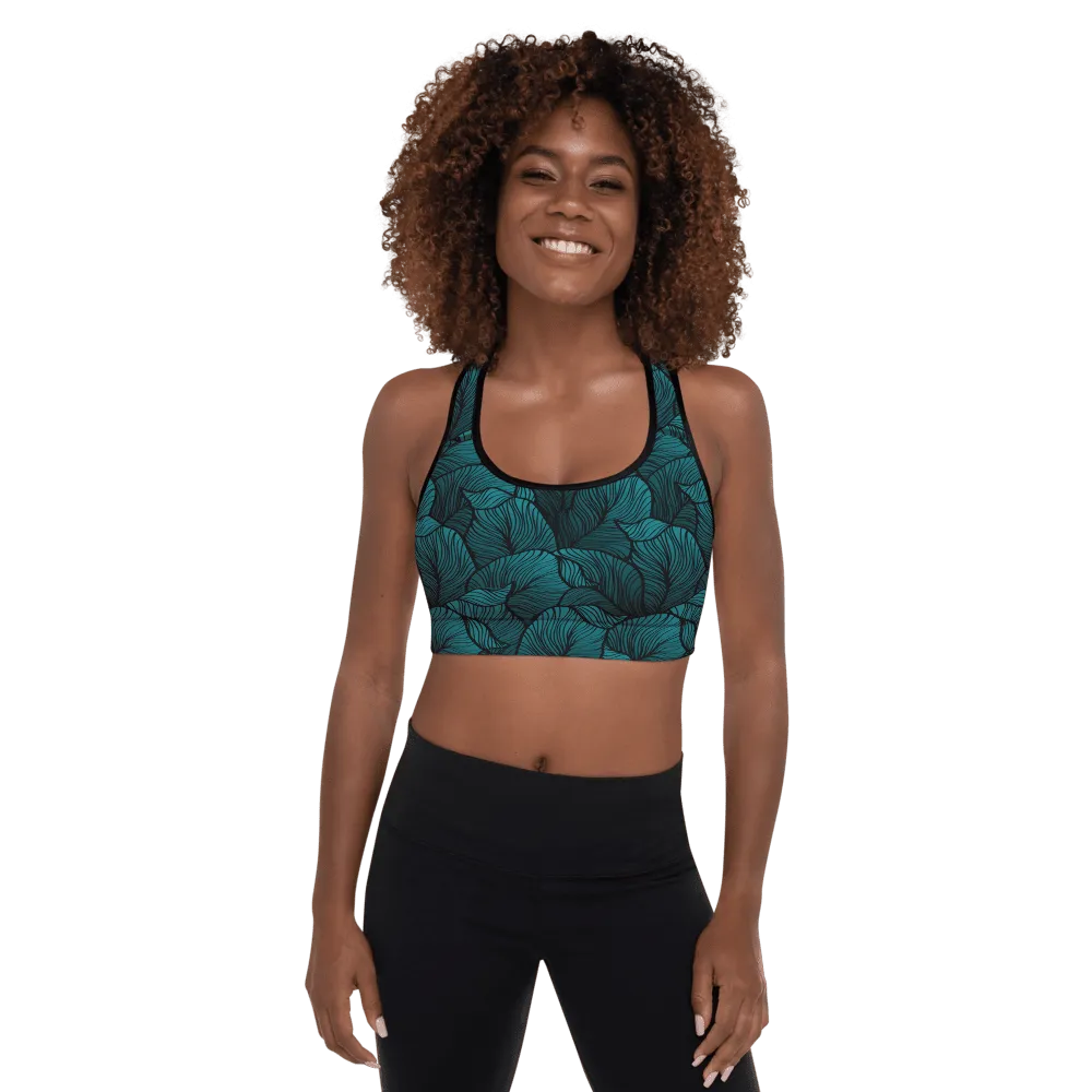 Tropical leaves sports bra - Gentle leaves sports bra for lovers of tropical vibes