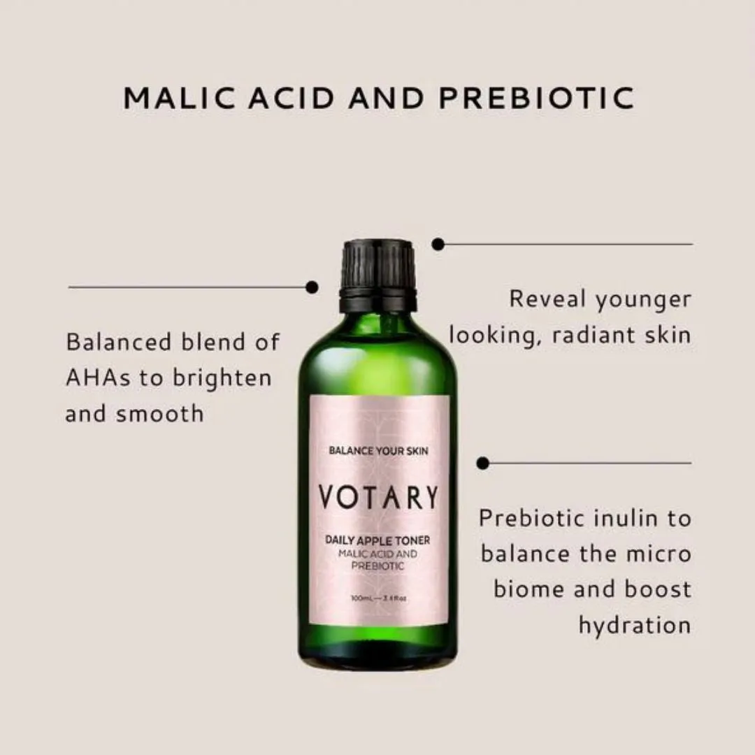 Votary Daily Apple Toner, AHAs - Malic Acid and Prebiotic Toner Mini, 30ml